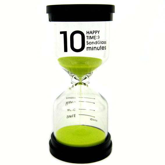 З Песочные часы на 10 минут, зеленые, 10х4 см, стекло, пластик