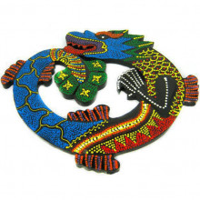 Панно Дракон цветной 19см дерево Панно Дракон цветной 19см дерево