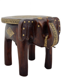 Табурет "Слон" маленький (дерево,латунь) 22х15х16