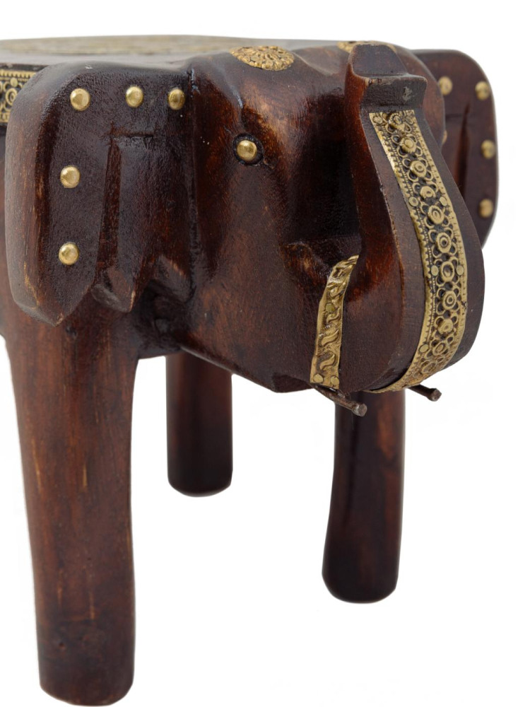 Табурет "Слон" маленький (дерево,латунь) 22х15х16