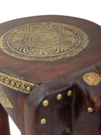 Табурет "Слон" маленький (дерево,латунь) 22х15х16