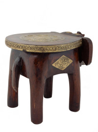 Табурет "Слон" маленький (дерево,латунь) 22х15х16