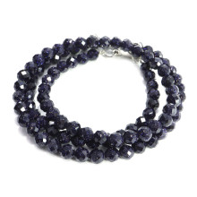 Бусы из камня Синий авантюрин алмазная огранка 4мм удача, победа, везение, богатство