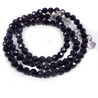 Бусы из камня Синий авантюрин алмазная огранка 4мм удача, победа, везение, богатство