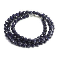 Бусы из камня Синий авантюрин алмазная огранка 4мм удача, победа, везение, богатство