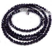 Бусы из камня Синий авантюрин алмазная огранка 4мм удача, победа, везение, богатство