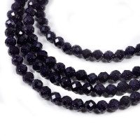 Бусы из камня Синий авантюрин алмазная огранка 4мм удача, победа, везение, богатство