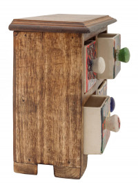 Шкатулка -комодик на 2 ящика (дерево,керамика ) Ш