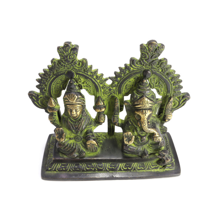 Лакшми и Ганеш благославляющие на процветание и удачу бронза h-9см L-11см 518гр
