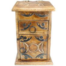 75-6 Шкатулка резная с символом Тройной Луны 23х10,5х12,5см, дерево