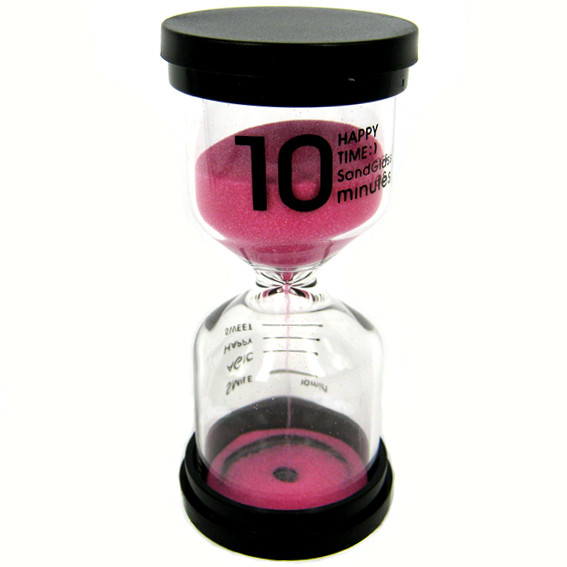Р Песочные часы на 10 минут, розовые, 10х4 см, стекло, пластик