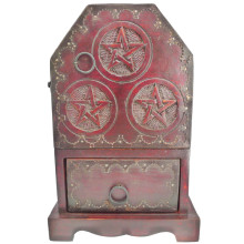 75-7 Шкатулка резная Пентаграмма 27х16,5х11см, дерево