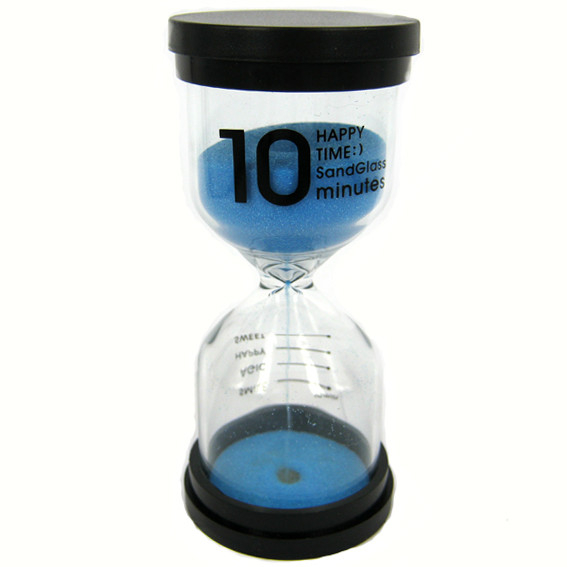 С Песочные часы на 10 минут, синие, 10х4 см, стекло, пластик