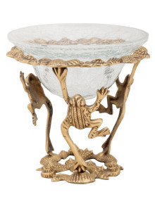 Ваза "Лягушки" со стеклом (антик)  В2356