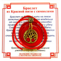 AB0 Браслет из красной нити на Развитие (Дерево Жизни),цвет золот, металл, текстиль