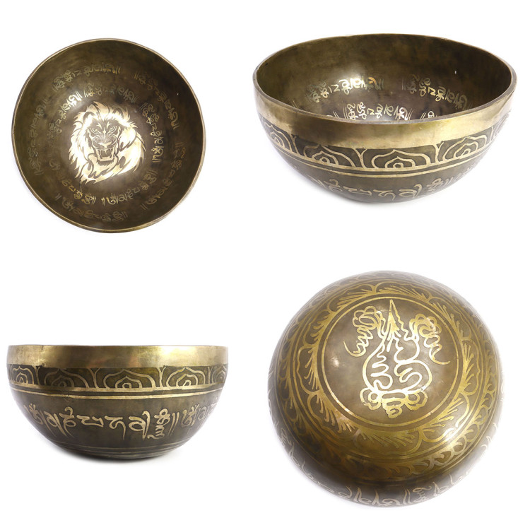 Чаша поющая ЛЕВ ручная ковка 9 металлов вес от 1101 до 1300г d-22см h-10,5см ХРУПКОЕ