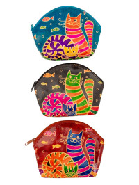 Косметичка  "Кошки" (кожа) набор из 3-х  0587/12