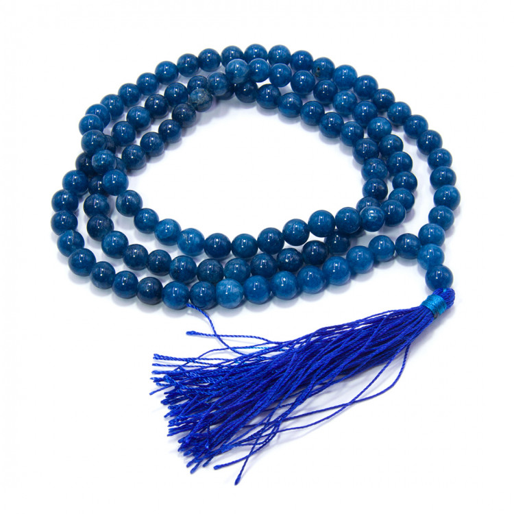 Четки Синий Агат - защита биополя и гармонизация чакр 108бус 8mm
