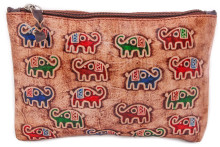 Косметичка кожа ручной принт Косметичка кожа ручной принт