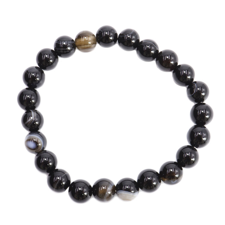 Браслет каменный Черный агат - защита владельца, хранит и приумножает достаток в семье