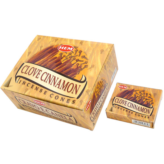 HEM конусные благовония Clove Cinnamon ГВОЗДИКА - КОРИЦА блок 12 шт.