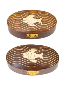 Шкатулка (дерево) резная "Рыба"10х5х4см  Шк1600 2