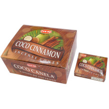 HEM конусные благовония Coconut Cinnamon КОКОС КОРИЦА блок 12 шт.