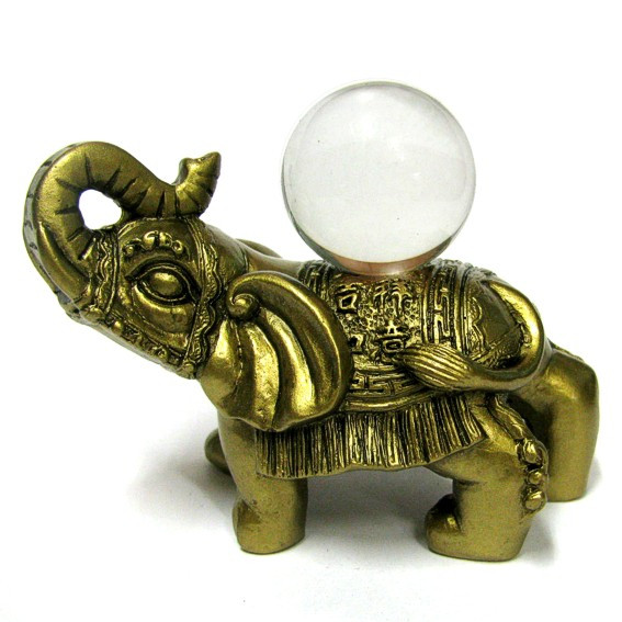 Слон с шаром под бронзу, фигурка 8х9см пластик