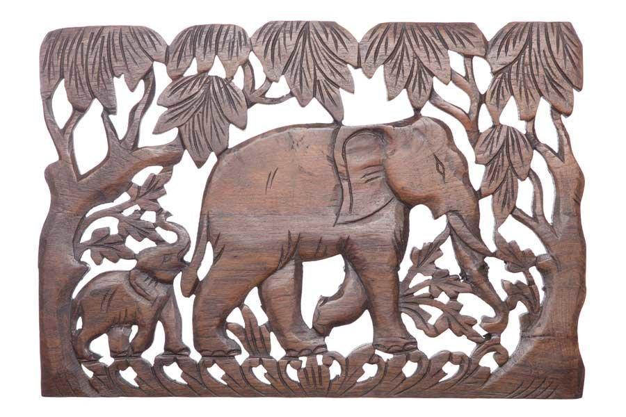 Панно "Слониха со слоненком", 45x30см