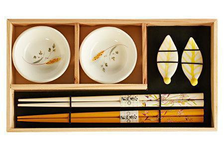 Набор для суши на 2 персоны (2 пиалы, палочки, подставки для палочек)