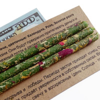 Свеча воск Цветы ПРИТЯЖЕНИЕ ДЕНЕГ - НОВЫЕ ВОЗМОЖНОСТИ Календула, Роза, Золотая розга уп 3шт 18см