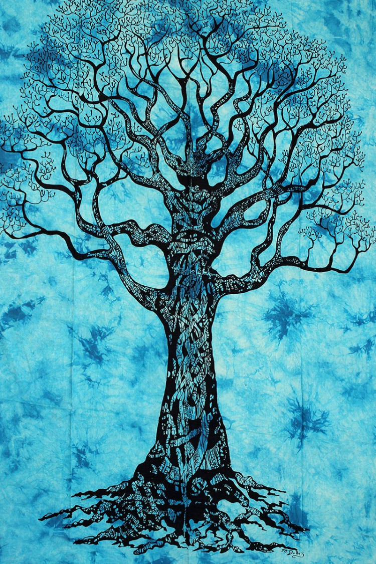 Полотно "Дерево" голубое