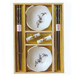 Набор для суши (2 пары палочек, 2 пиалы, 2 подставки для палочек), рисунок - бамбук