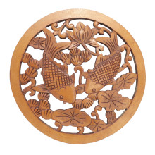 Панно настенное Денежные карпы d-29см из дерева Албезия символ процветания и удачи