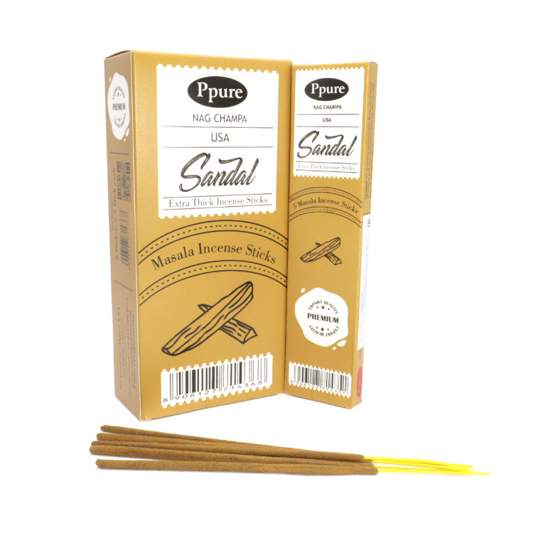 Благовония Ppure Extra Thick Sandal Сандал уп-6шт по 5 толстых палочек