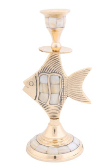 Подсвечник  П2051 с перл "Рыба" на 1 свечу