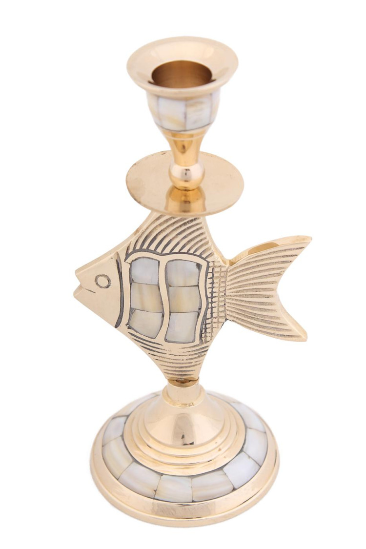 Подсвечник  П2051 с перл "Рыба" на 1 свечу