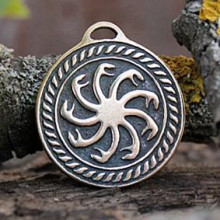 BV01-16 Оберег № 16 Змеевик, бронза, Д-27мм, 27*30мм (СО )