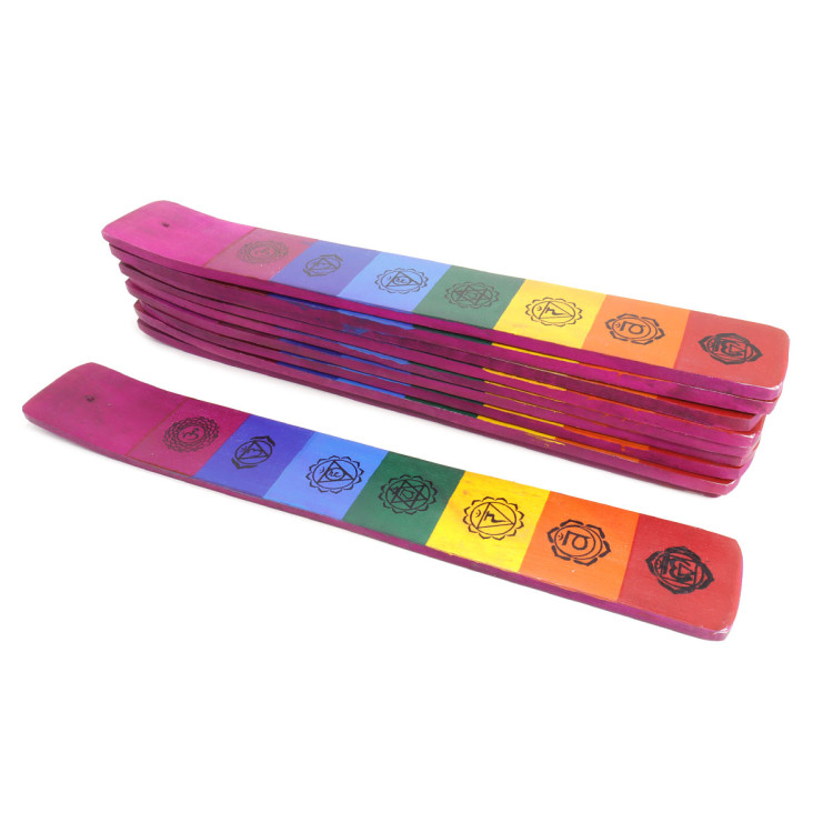 Подставка под благовония   Семь Чакр Лыжа цветные дерево уп-10шт