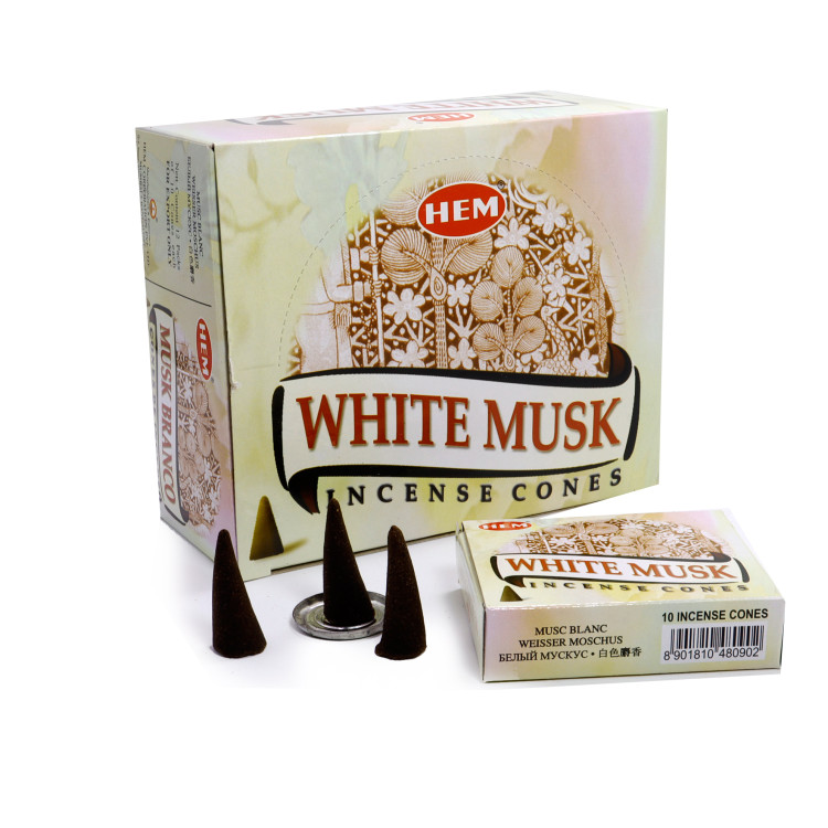Благовония конусы HEM White Musk Белый муск уп-12шт