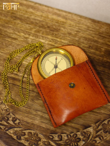 Компас 2,5" в кожаном футляре