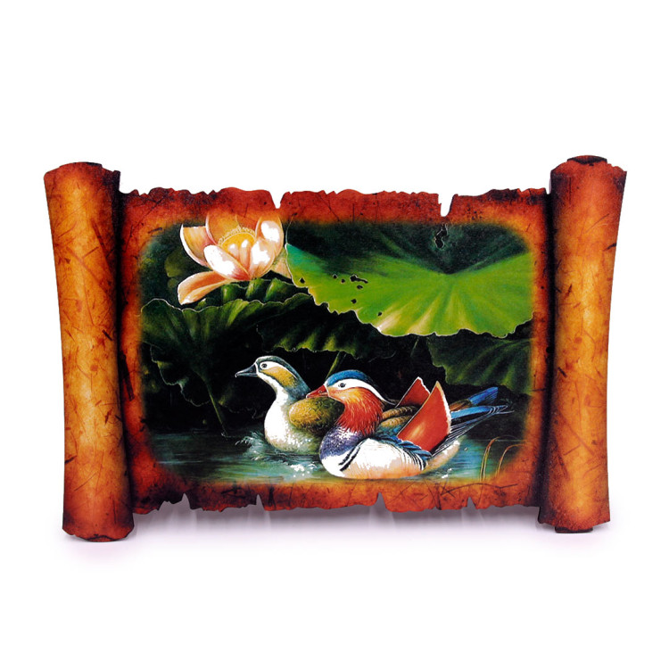Картина объемная Утки - мандаринки и лотос