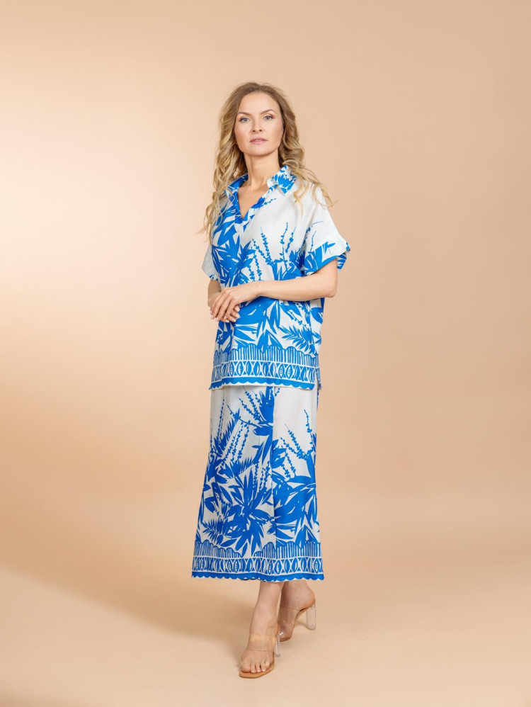 Костюм юбка и блузка (вискоза,лен) 25-209-2 разме