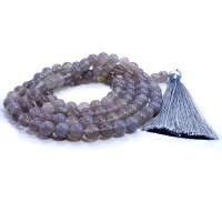 Четки  Серый агат канал - камень везения и удачи 108бус 8mm