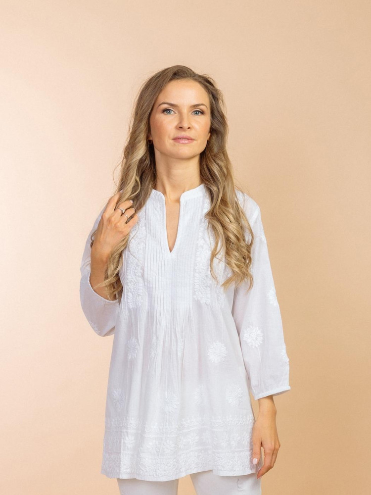 Блузка (хлопок) с вышивкой размер {2XL(52)