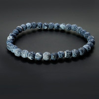 Браслет каменный Африканский матовый агат Серый -  дарует дoлгyю жизнь и защиту владельцу