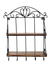 Полка-вешалка настенная 2 отделения с крючками (де