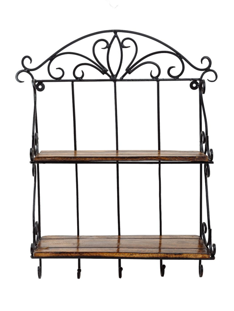 Полка-вешалка настенная 2 отделения с крючками (де