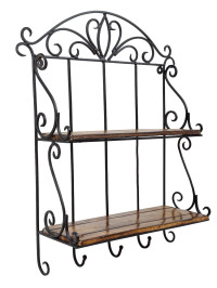 Полка-вешалка настенная 2 отделения с крючками (де