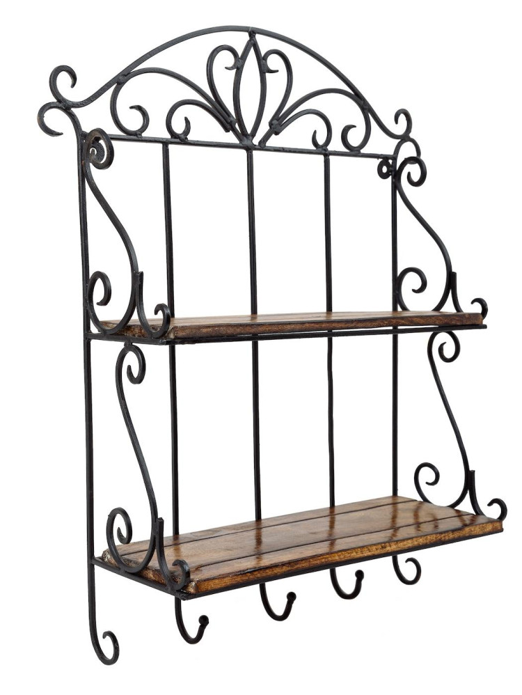 Полка-вешалка настенная 2 отделения с крючками (де